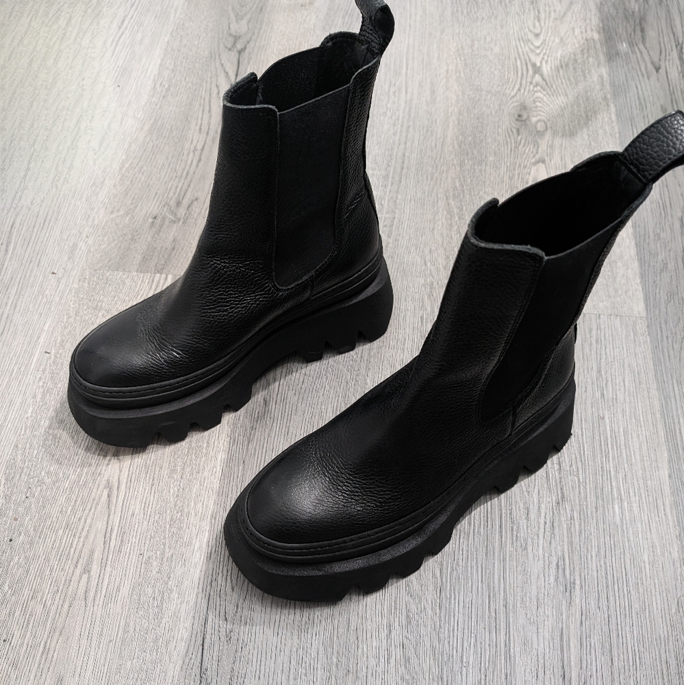 L'intervalle Wolfe Boots Black Platform Leather Chelsea Size 40 (10) Goth - Picture 2 of 10